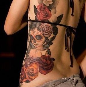 tatuaje de catrina en la espalda