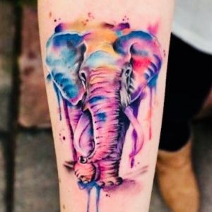 tatuaje watercolor elefante