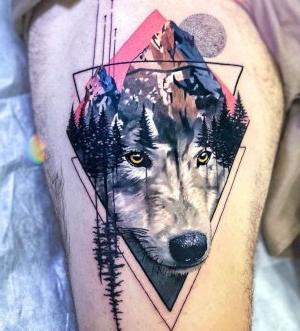 tatuaje chido de lobo