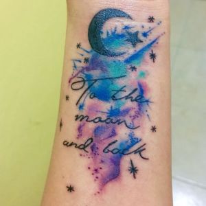 tatuaje de luna acuarela