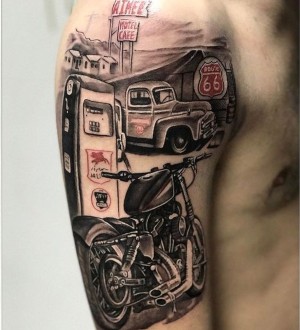 tatuaje retro de moto
