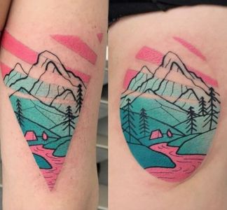 tatuaje pareja montañas