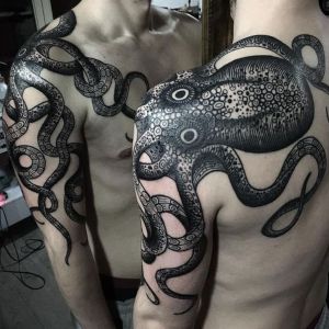 tatuaje de pulpo negro