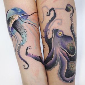 tatuaje de pulpo y medusa
