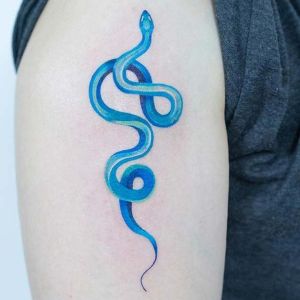 tatuaje de serpiente azul